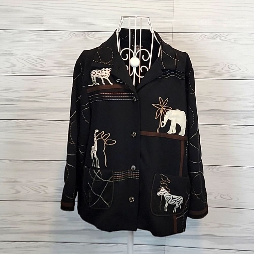 Allison Daley safari animal print shirt jacket - black Women's Size PM